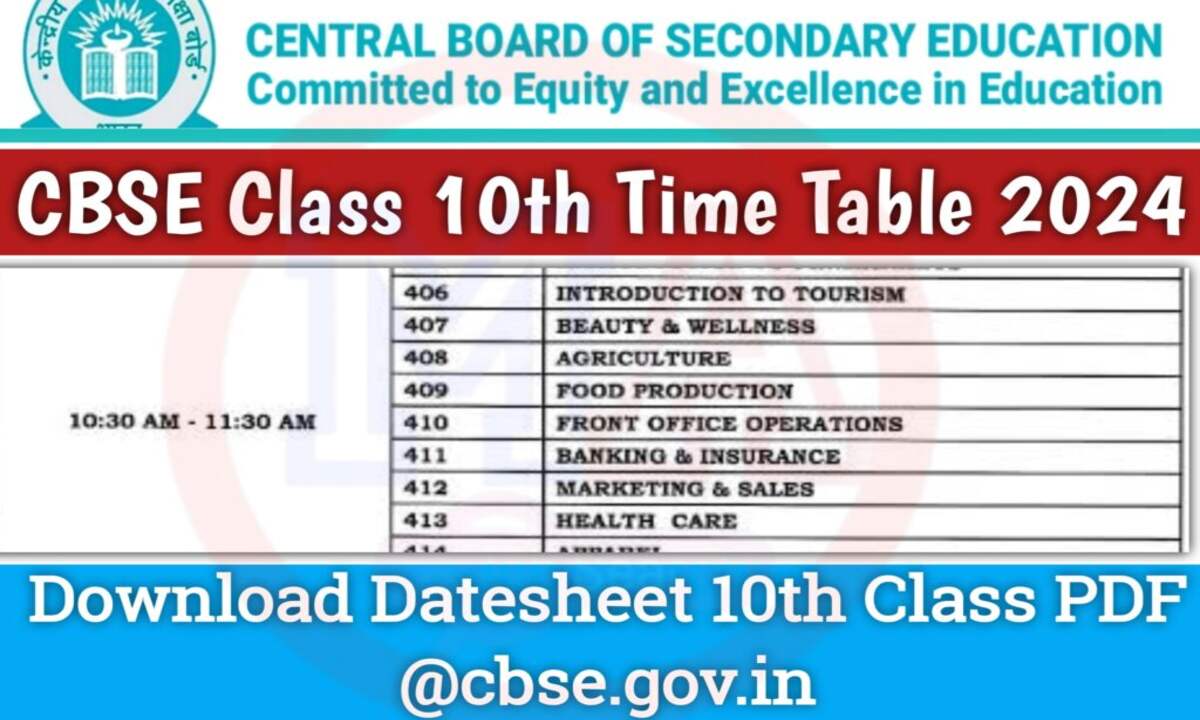 CBSE Board Exam 2024 Datesheet : CBSE Class 10th and Class 12th Board Exam Dates released on cbse.gov.in. See here in direct link